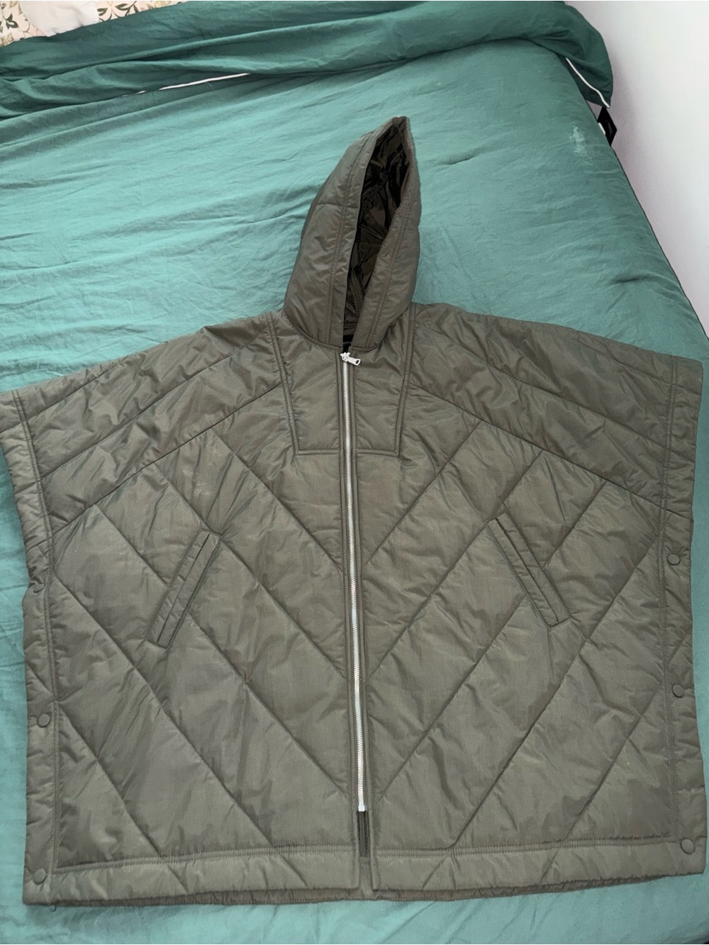 Banana Republic Quilted Hooded Poncho - Olive